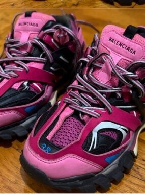 Balenciaga Pink and Black Trail Sneakers